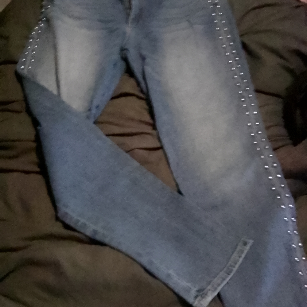 Women's Blue Jeans with Studded Detail